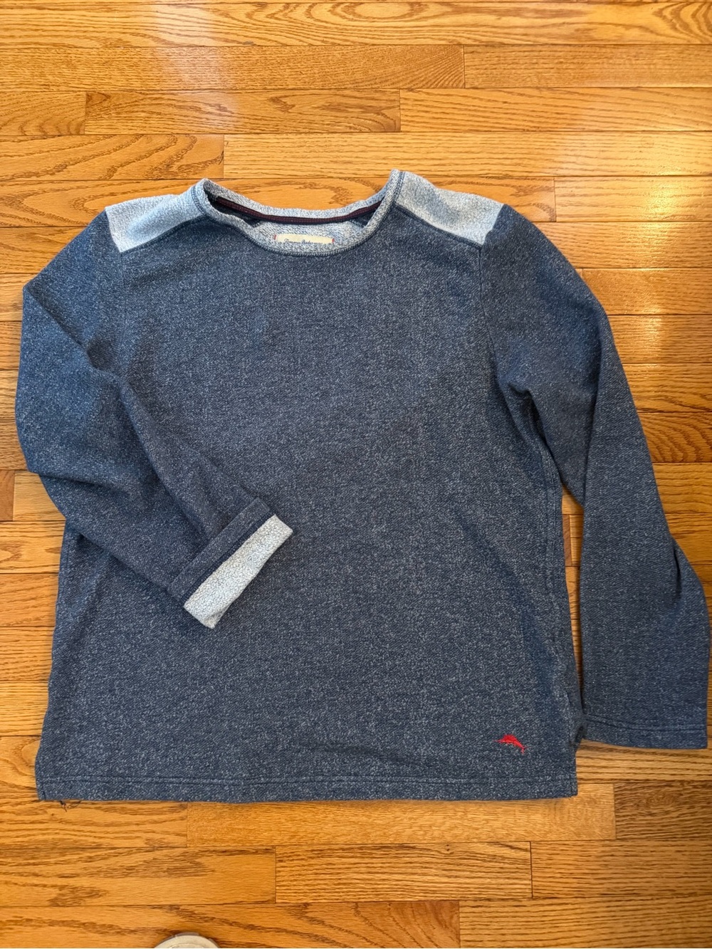 Tommy Bahama Navy Heather Long-Sleeve Tee with Light Gray Accents